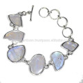 Natural Rainbow Moonstone with 925 Sterling Silver Bracelet at Best Price Jewelry